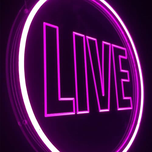 Miniatura 2 de Letrero de luces de neón en vivo, alimentado por USB, letrero de neón LED para pared, regulable, decoración de pared redonda, transmisión en vivo,