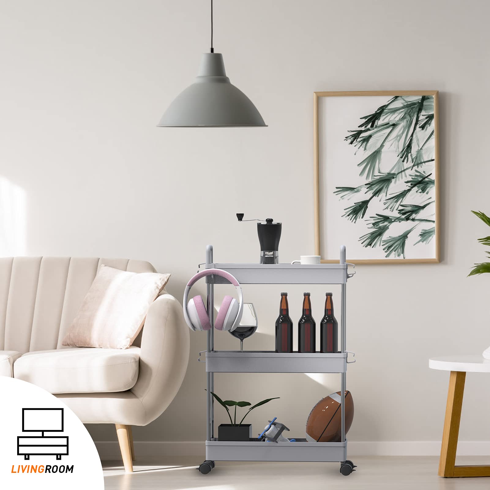 Buy Ronlap 3 Tier Storage Trolley, Narrow Storage Unit with Handle