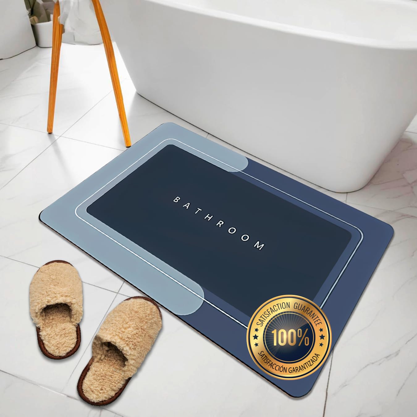 SÚPER Alfombrilla Baño Antideslizante de Diatomitas Premium | Stone Bath Mat | 60x40 cm | Alfombrilla Baño Secado Rapido | Flexible, Suave y Absorbente | Antimoho | Alfombra de baño