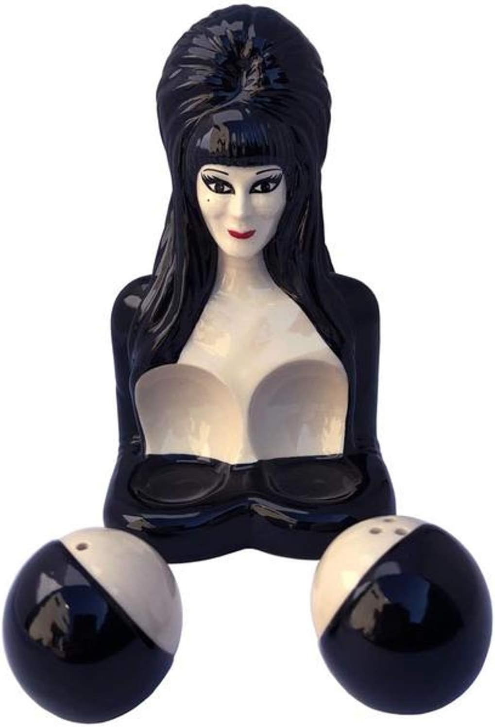 Kreepsville 666 Official Elvira Mistress of the Dark Salt and Pepper Shakers, Ceramic, Combined Pepper and Salt Shakers