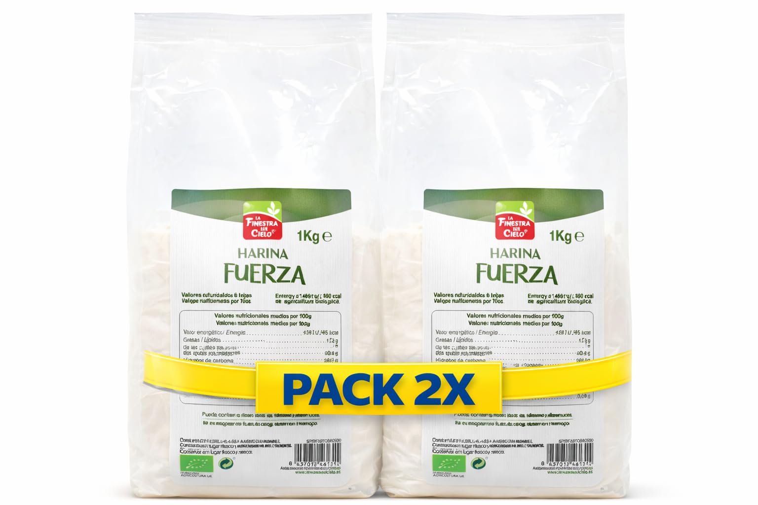 Pack 2x Harina de Fuerza Bio La Finestra Sul Cielo 1 kg | 2 Paquetes de 1 kg (Total 2 kg) | Harina Ecológica para Pan y Pasteles | Ideal para Repostería y Panadería