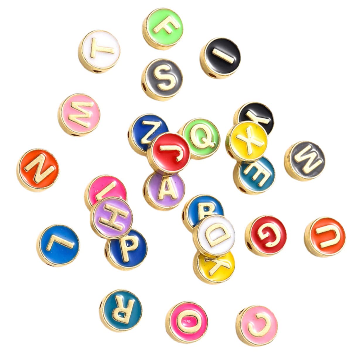 SEWACC 104piezas Coloridos Beads De Letras Del Alfabeto Para Accesorios De Joyas Aleación Sueltos y Creativos Para Pulseras y Collares