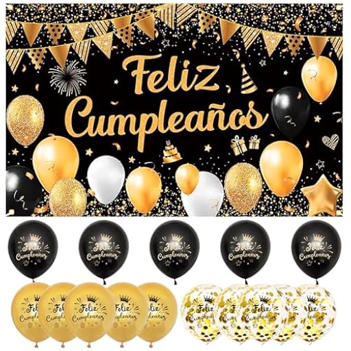 Pancarta Grande Feliz Cumpleaños +15 Pcs Globos, Decoracion Oro Negro, Fiesta de Cumpleaños Banner | Ya disponible en tu tienda friki favorita! En mundofriki.es! Pancarta Grande Feliz Cumpleaños +15 Pcs Globos, Decoracion Oro Negro, Fiesta de Cumpleaños Banner | Ya disponible en tu tienda friki favorita! En mundofriki.es!