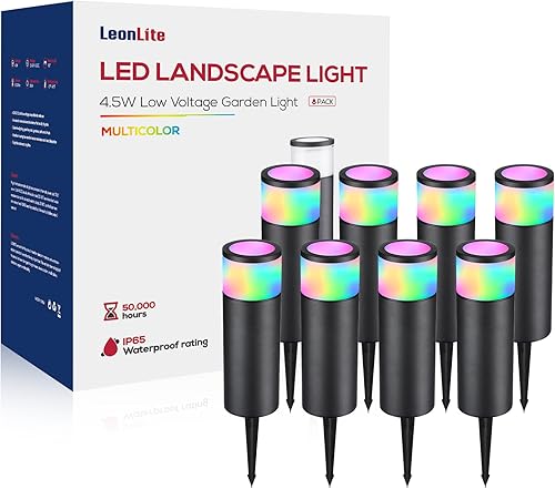 Miniatura 12 de LEONLITE Paquete de 8 luces de camino de bajo voltaje, luz LED de 4.5 W, bolardo de paisaje de 12 V, carcasa de aluminio, resistente al agua IP65, 5