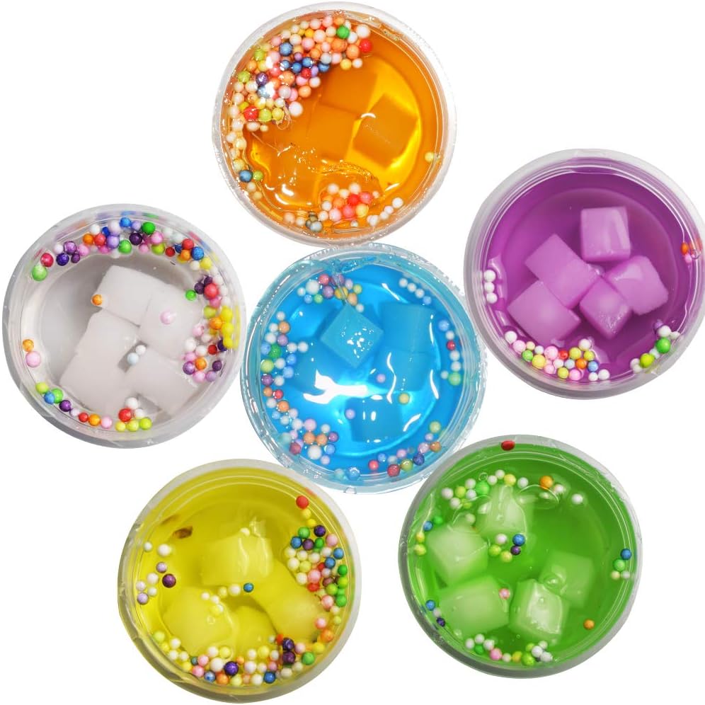 SWZY 2018 Newest Jelly Cube Slime Sponge Crystal Slime Fruit Coconut Mud Cloud Slime, 6 Colors
