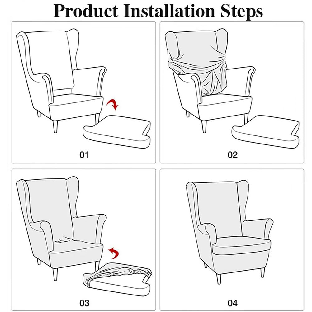 Set di 3 copripoltrona elasticizzati con fodere universali antiscivolo, rimovibili e lavabili, protezione per poltrona per un facile rinnovamento della casa