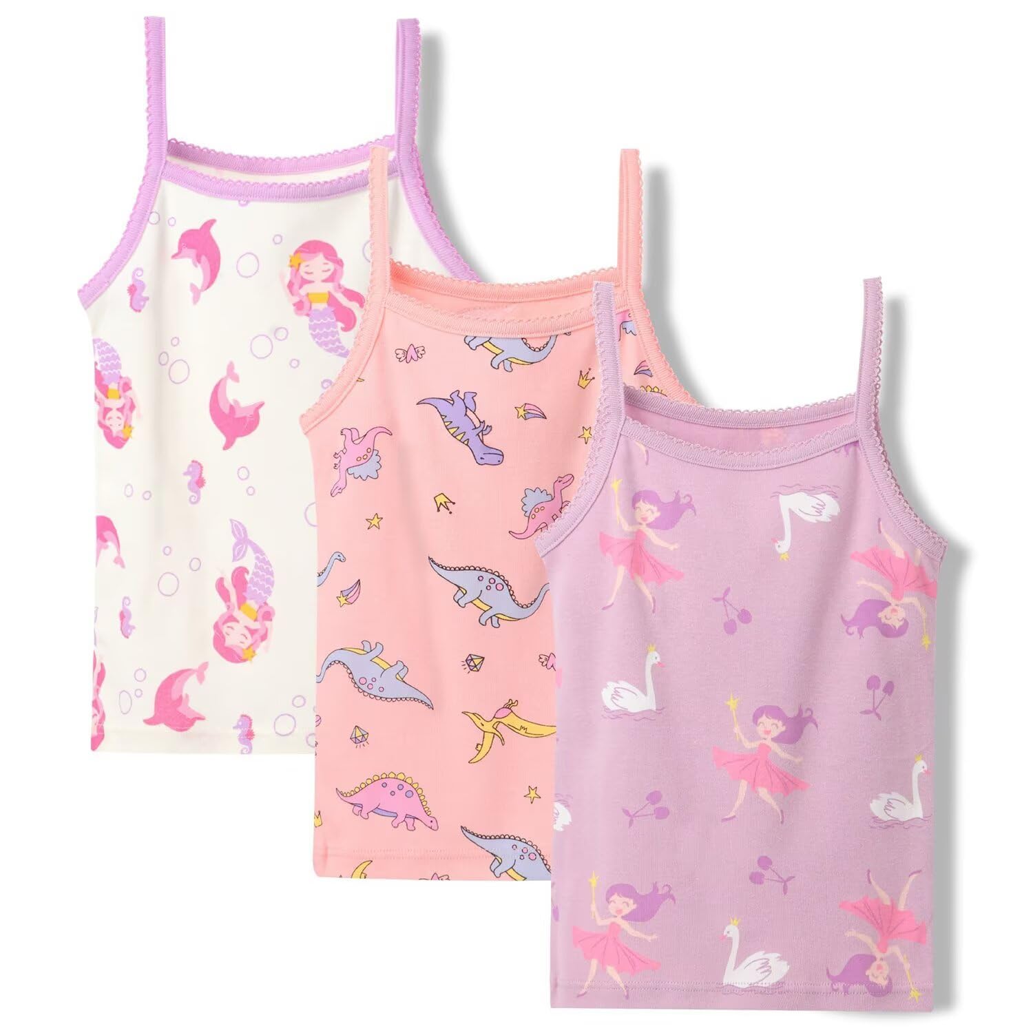 benetia Girls' Soft Cotton Undershirts 3-Pack