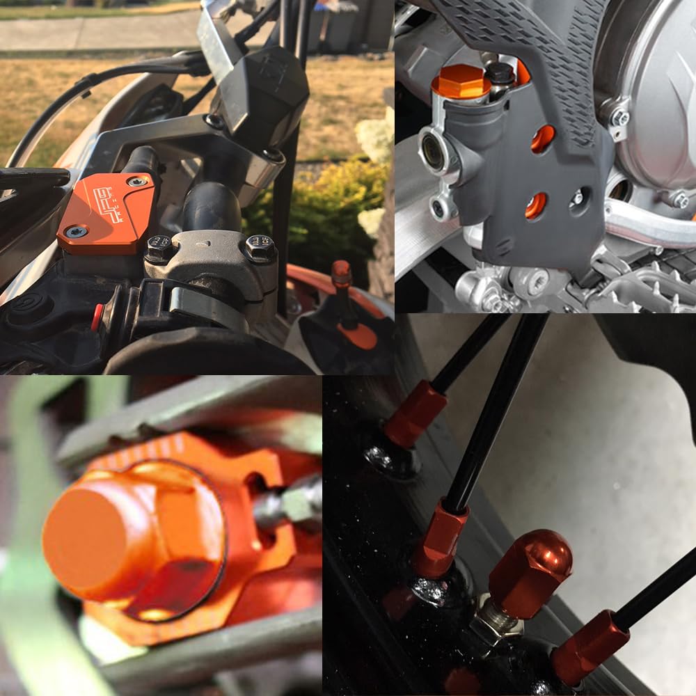 JFG RACING Bloc d'essieu arrière de moto + bouchon de réservoir de liquide de frein + vis de serrage de pneu + kit de pièces de vis d'huile CNC pour 250 SX-F XC-F XCF-W EXC-F 350 SX-F XC-F XCF-W 450
