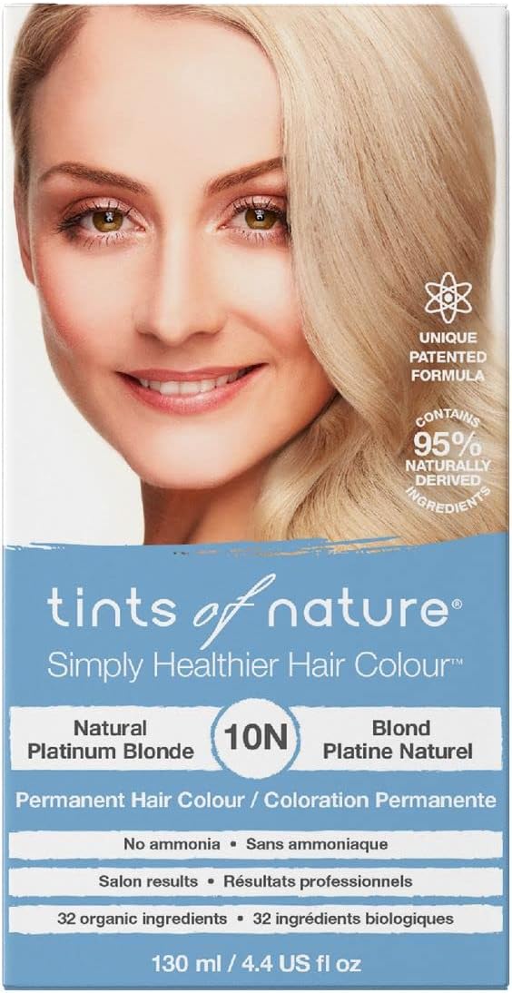 10N Natural Platinum Blonde Permanent Hair Dye, Nourishes Hair and Covers Greys, Ammonia-Free, 130ml