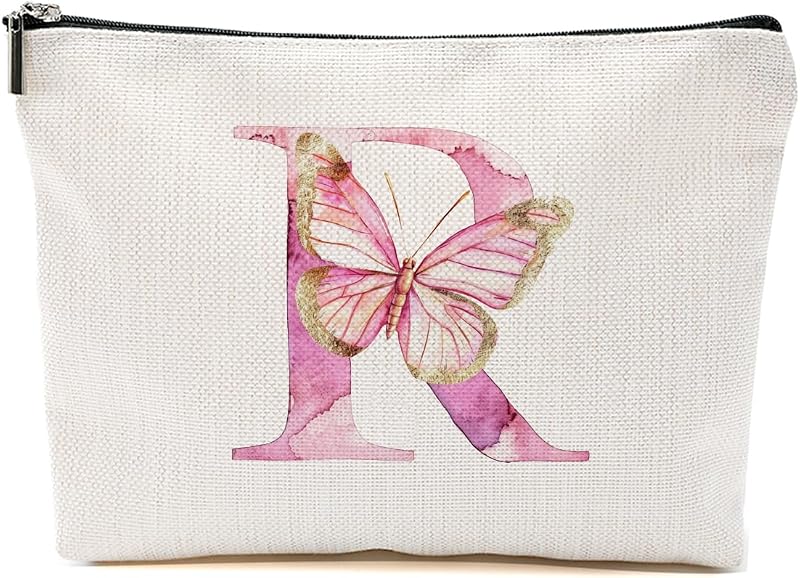 Necessaire de maquiagem CSHVJ Pink Butterfly R com zíper