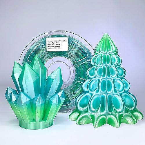 Miniatura 12 de Zi-Rui Filamento PETG amarillo ámbar de 0.069 pulgadas, transición de arco iris translúcido con tonos azul-verdes, 2.2 libras, alta compatibilidad