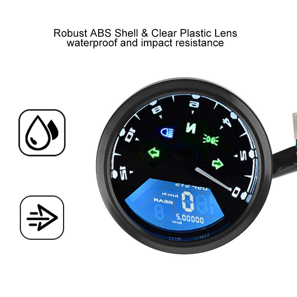 KIMISS Universal-Motorrad-LCD-Anzeige, Digitalanzeige, Tachometer, Kraftstoff-Messgerät