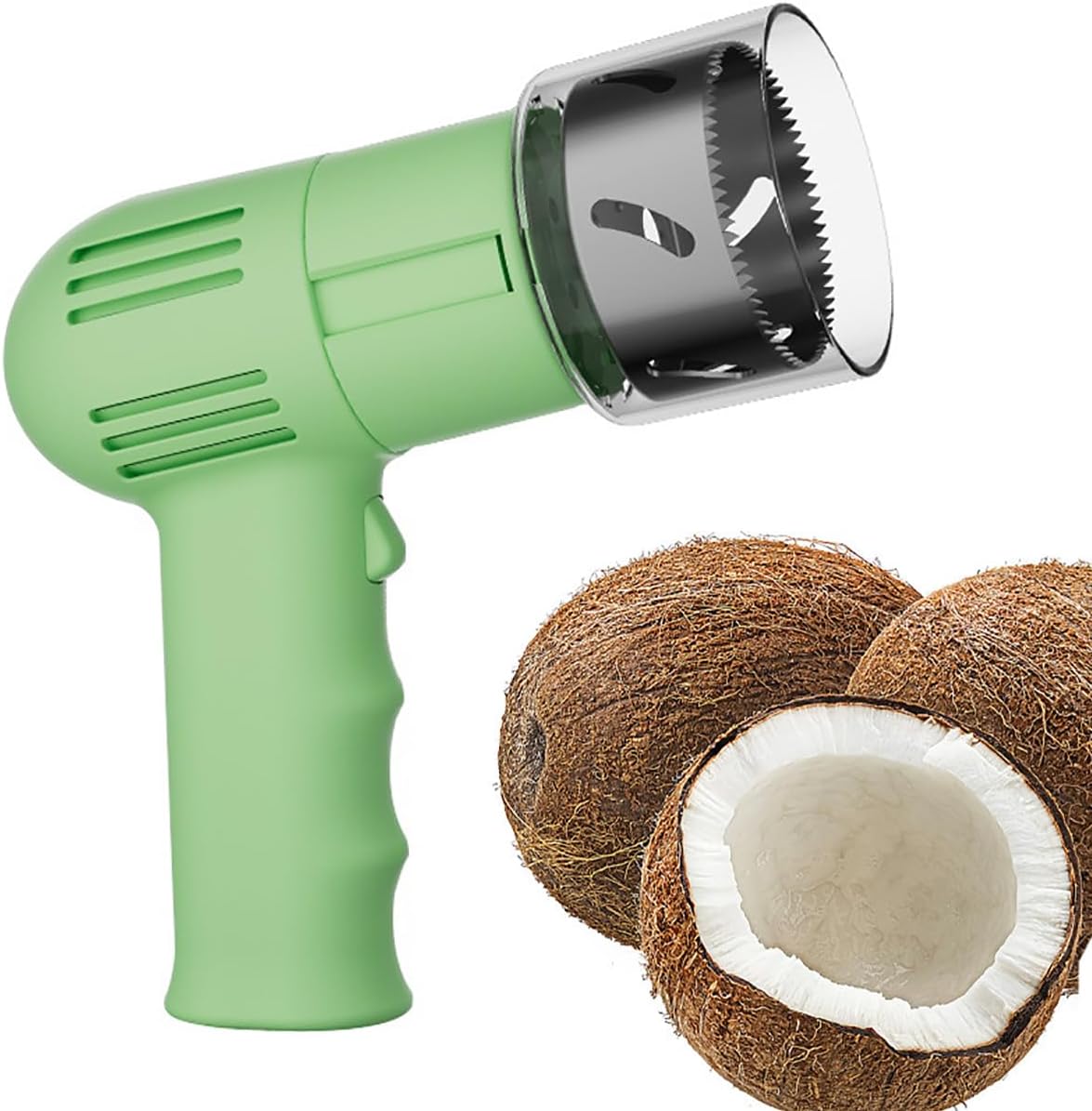 Automatic Electric Coconut Opener, Cordless Portable Drill Tool With 304 Stainless Steel Blade, For Young Coconuts, Kitchen, Restaurant, Juice Shop, Travel & Beach (green)