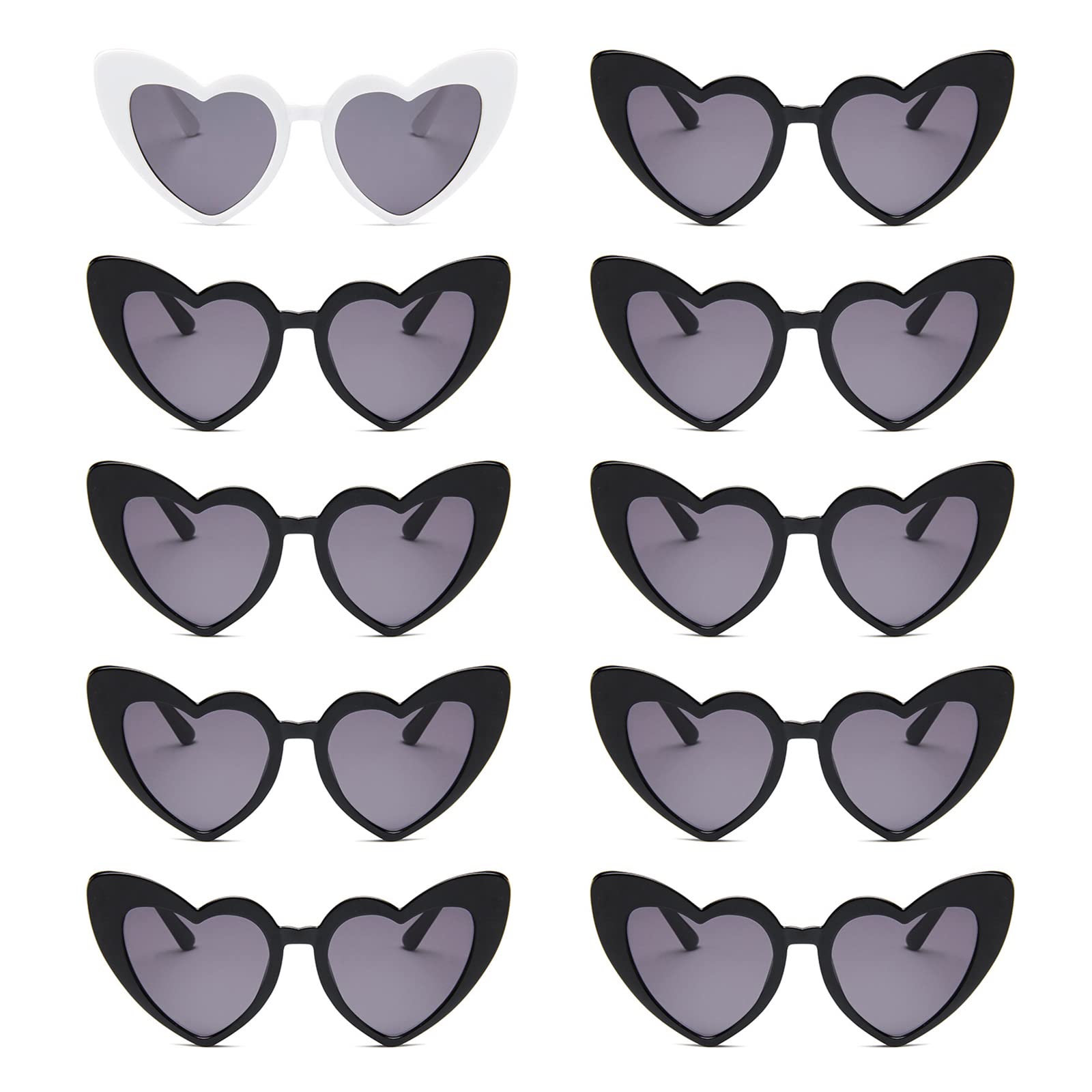 NECARSIN Bachelorette Sunglasses Heart Sunglasses 10 Pairs Heart Shaped Sunglasses for Women Party Decorations Supplies