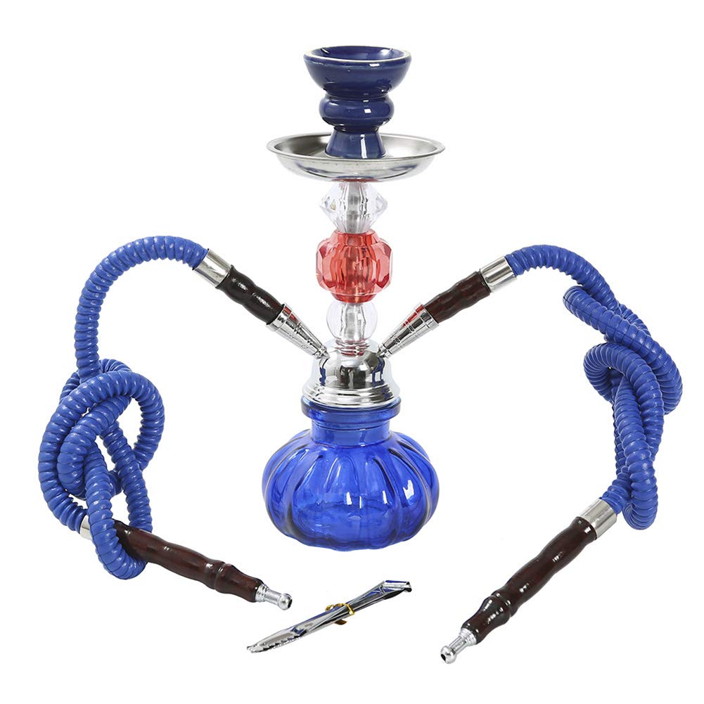 Conjunto de cachimba cachimba Grande de Doble Tubo, Juego de cachimba de Vidrio cachimba Doble árabe Grande, Adecuado para familias, hoteles Extranjeros, Bares, Clubes, hoteles,Azul