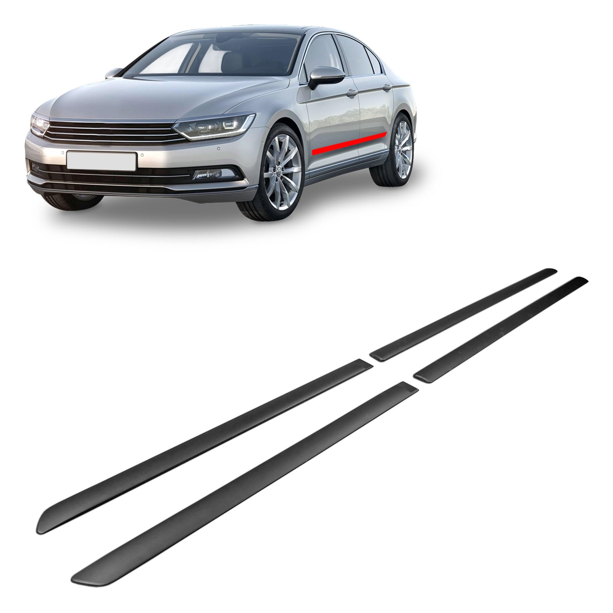 CHROMEMASTER | Listwy boczne drzwi | Kompatybilne z VW Passat B8 Sedan 2015-2021 | Poliuretan, Kolor Czarny | Listwy Boczne Zabezpieczają Drzwi Samochodu Przed Uszkodzeniem