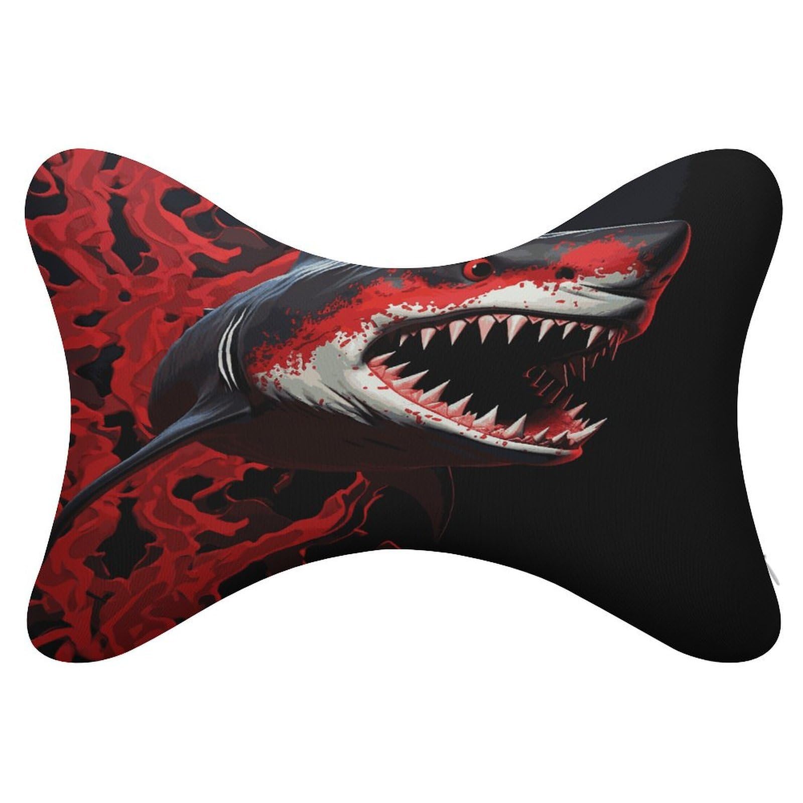 FekiLoot Red-Black Shark Car Headrest Set of 2,Softness Memory Foam Car Neck Pillow with Breathable Removable Cover Car Neck Support Pillow Ergonomic for Driving, Office