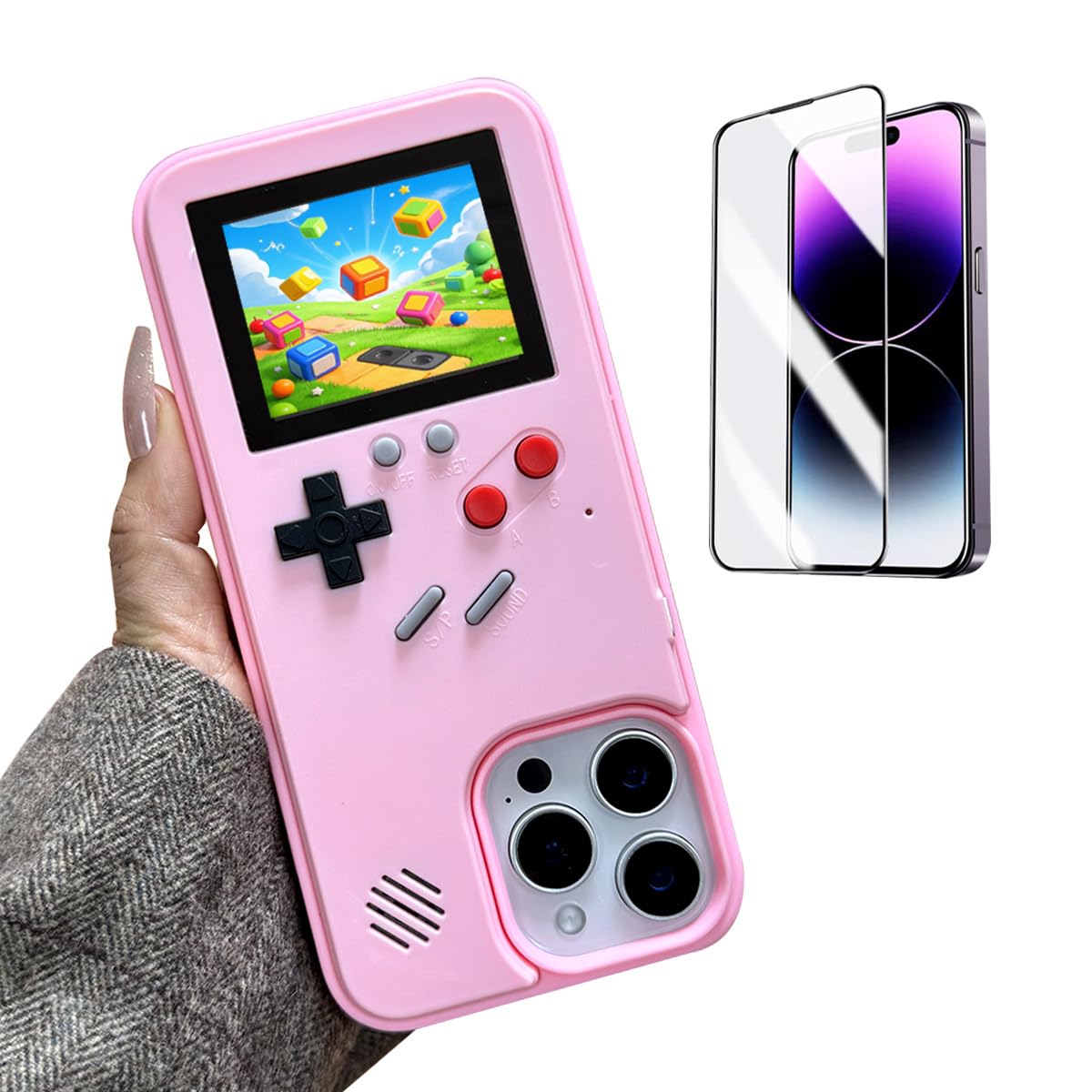 ERAKOLE Game Case for iPhone 15 Pro Retro Video Game Phone Case Playable Design, Shockproof Funny Gaming Cover for iPhone, Classic Creative Gamer