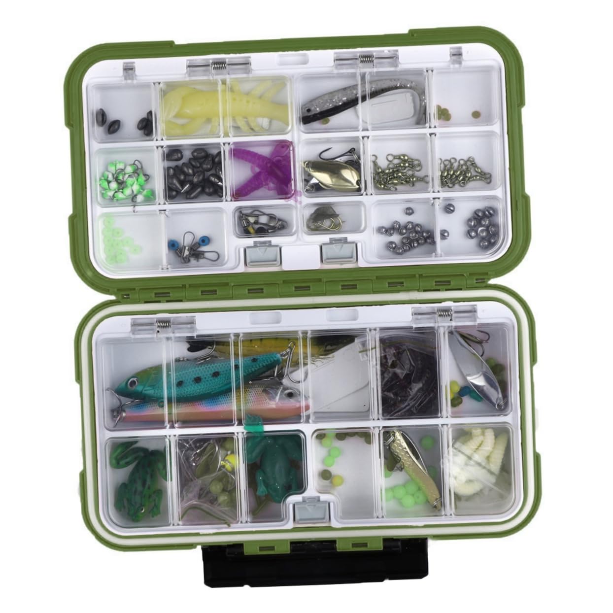 WOONEKY Fishing Hook Box Accessories Organizer with High Strength Case and Transparent Cover for Tackle Storage for Fishing Enthusiasts Green