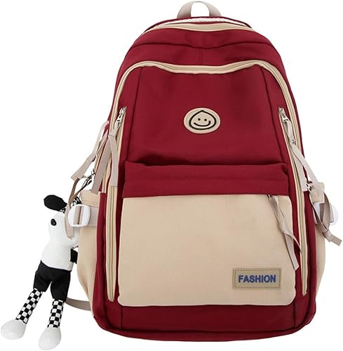 Miniatura 8 de Mochila Kawaii con bonitos accesorios colgantes, mochila informal de viaje, bolsa grande para portátil al aire libre, impermeable, Negro -, Mochila