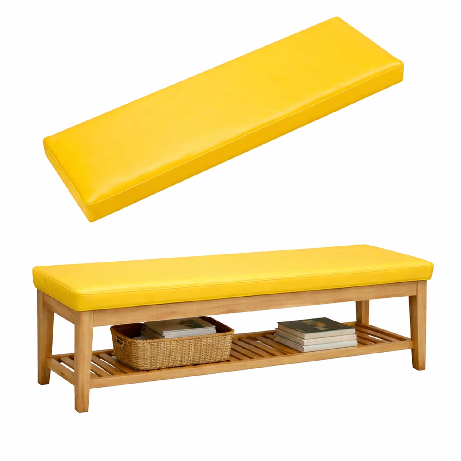 Banc d'extérieur en mousse jaune pour aménager un coin détente sur votre terrasse