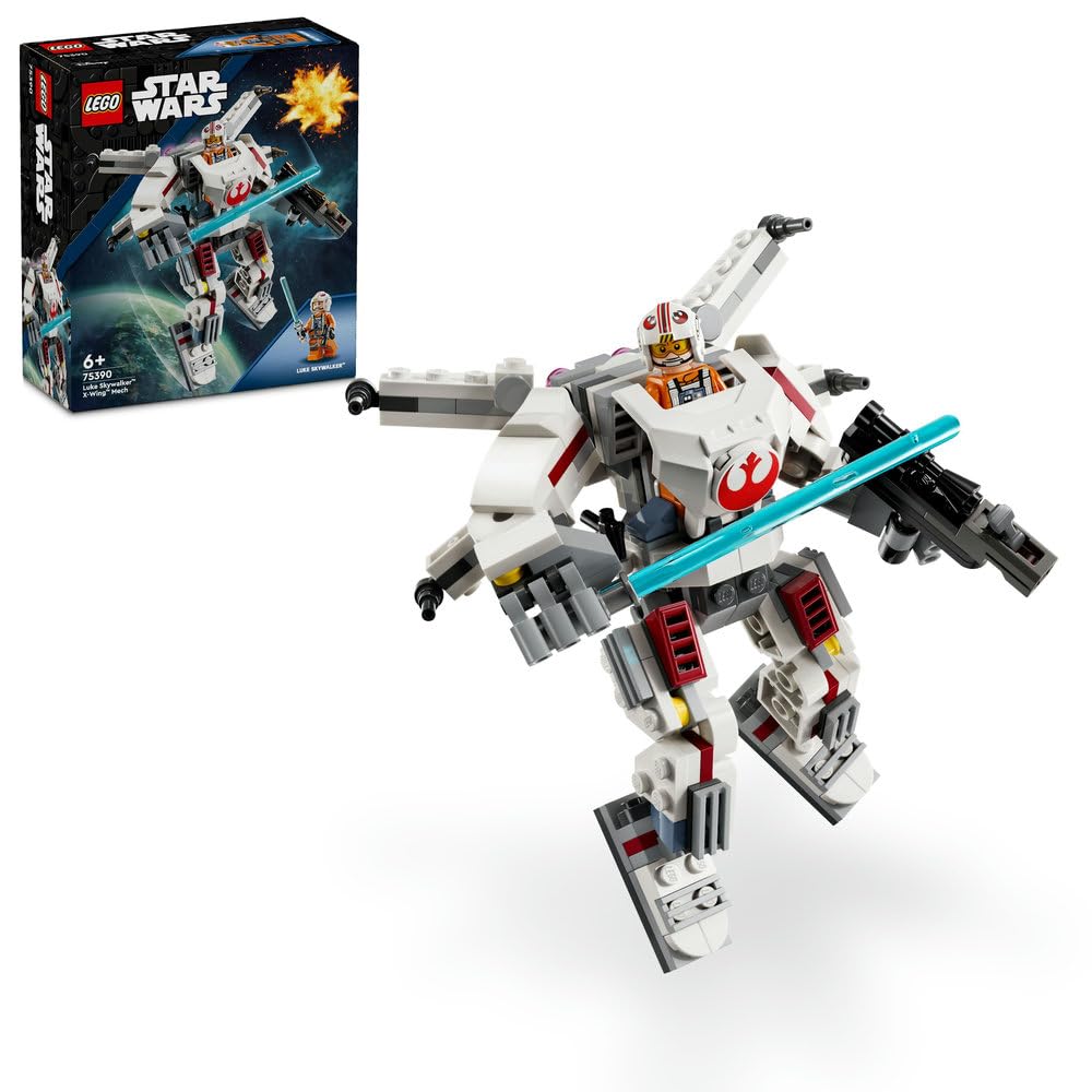 Star Wars Luke Skywalker X-Wing Mech, Collectible Building Toy for 6 Plus Year Old Boys, Girls & Kids, with a Character Minifigure for Fantasy Action-Adventures, Ramadan Gift Idea 75390