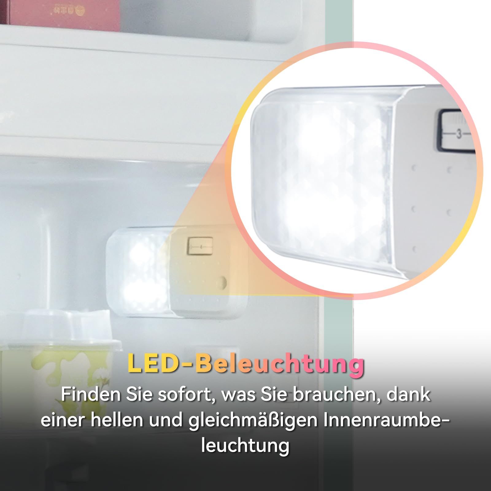 Magictec Retro Kühlschrank mit Gefrierfach 120L Low Frost Kühl Gefrier Kombination Vintage Design LED Beleuchtung Matcha-Grün