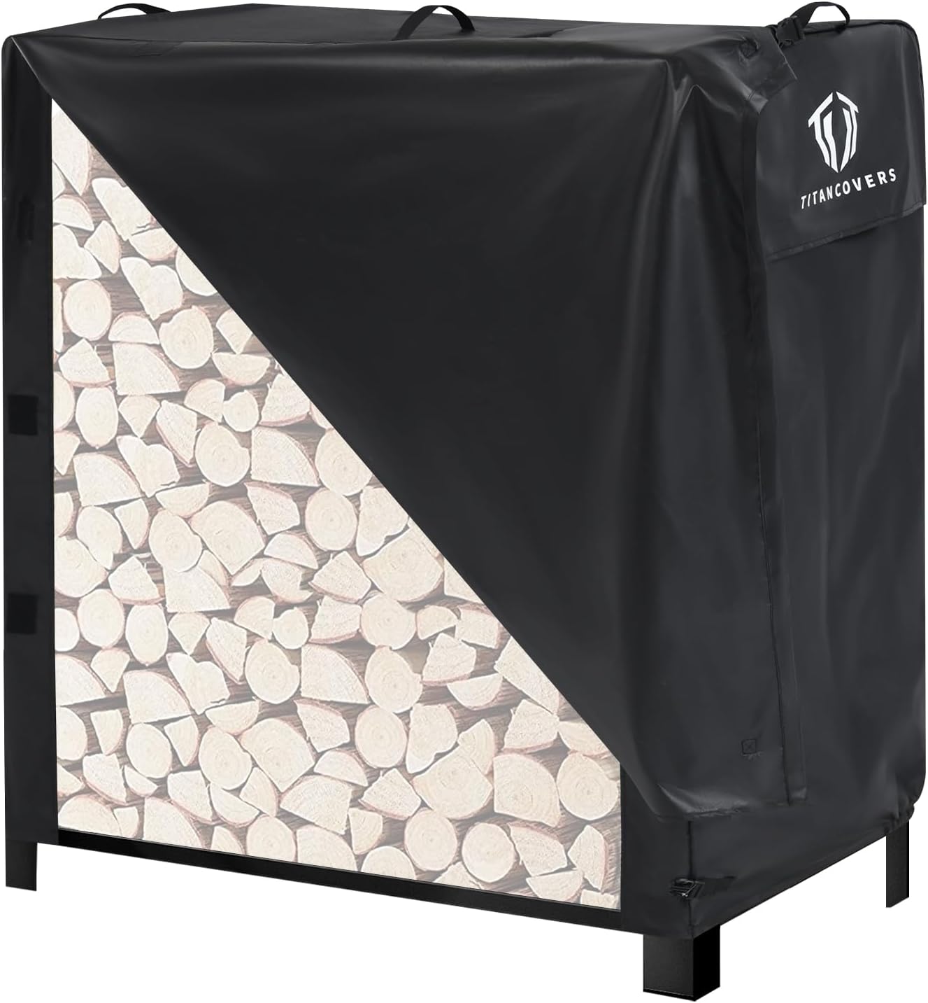 4ft Firewood Rack Cover, 600D Heavy Duty Oxford Log Rack Cover, Waterproof Windproof Sun-Proof Outdoor Wood Rack Covers (Rack Not Included)