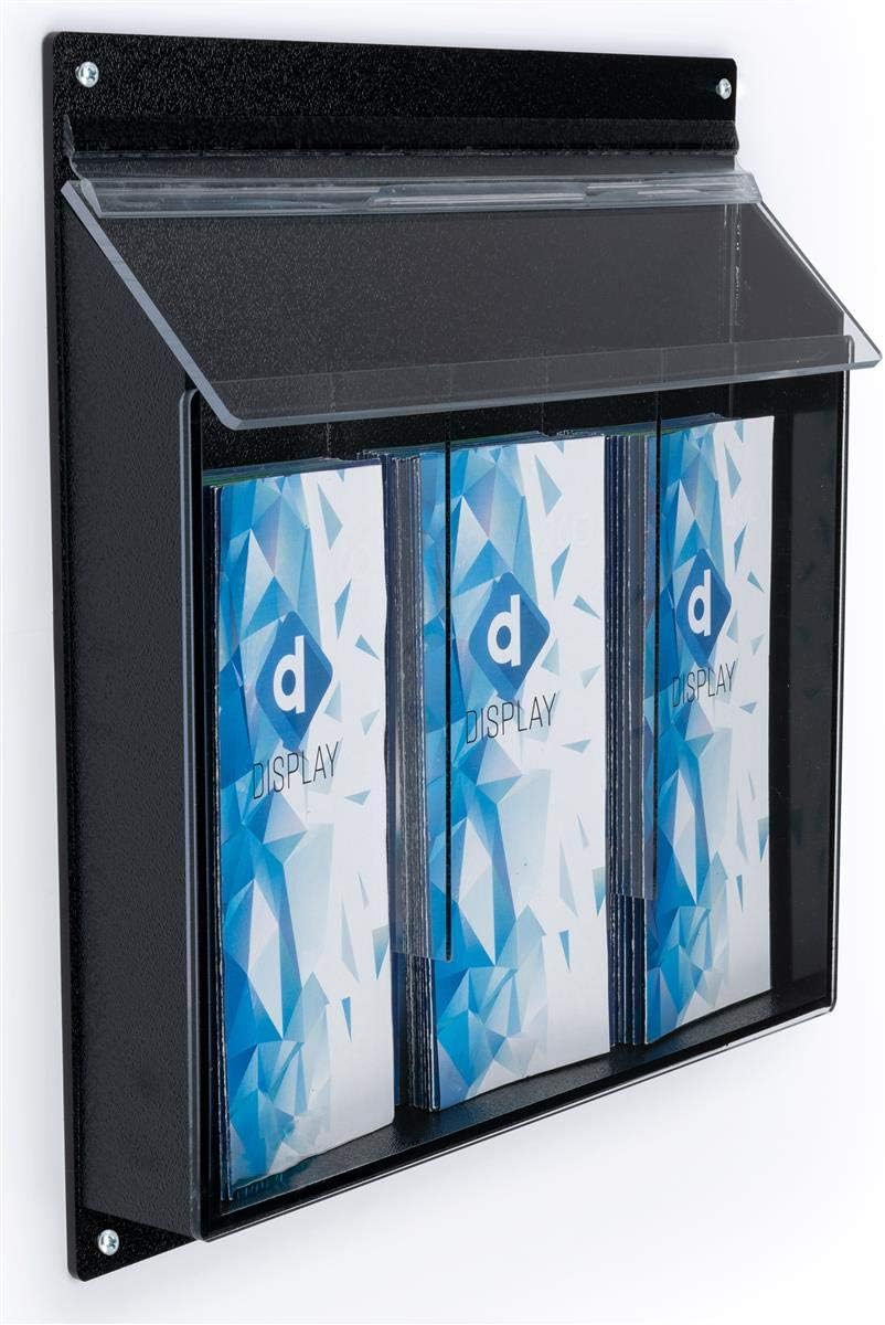 Displays2go Outdoor Literature Holder 5”w x 16”h x 2”d Clear Acrylic Front with Black ABS Backer Brochure Rack – Leaflet Dispenser Has a Single Pocket for Standard Pamphlets