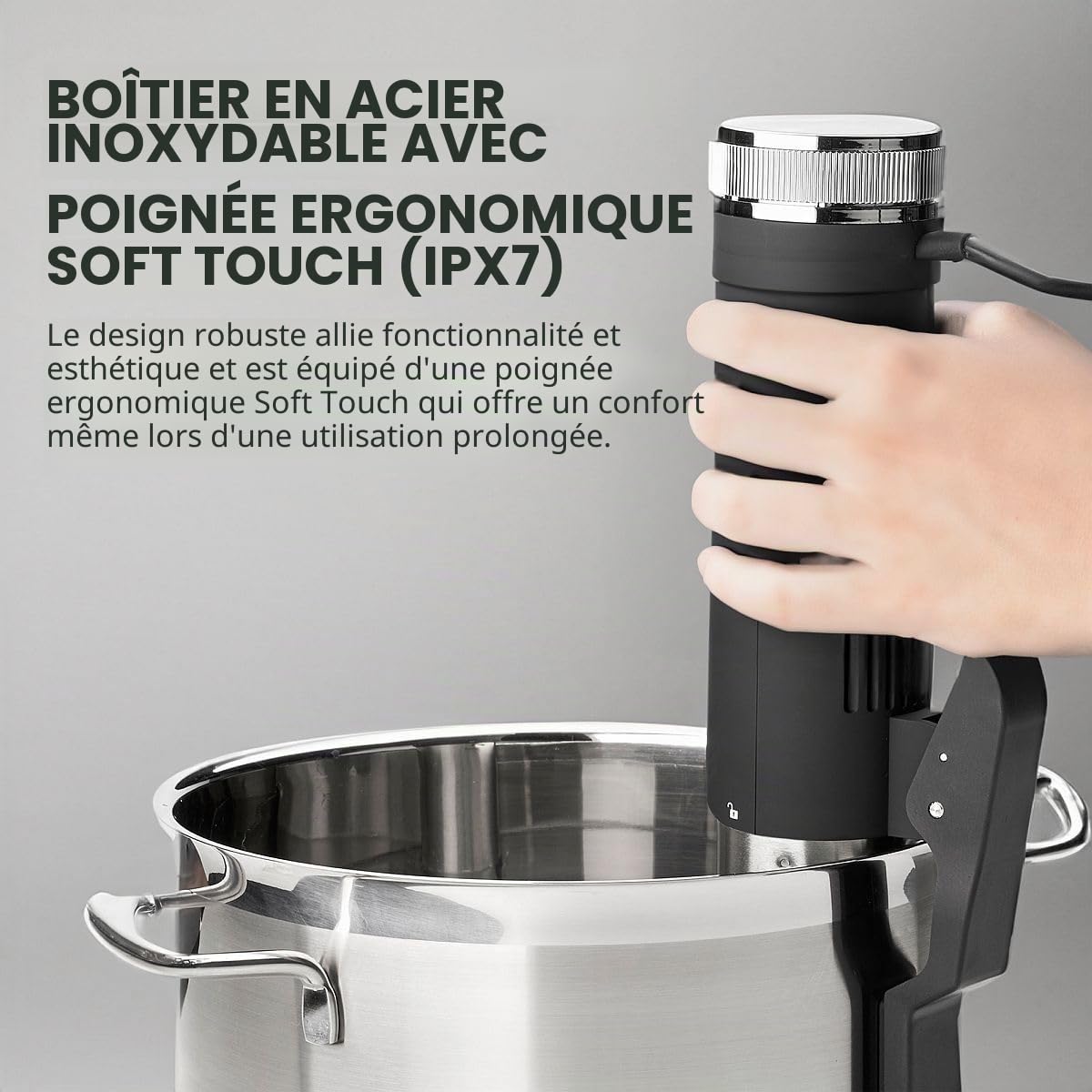 ProfiCook® Sous Vide Stick | funzione yogurt, scongelamento in caldo | fino a 90°C | slow cooker | morsetto di fissaggio | display tattile | alloggiamento in acciaio inox | PC- SV 1126