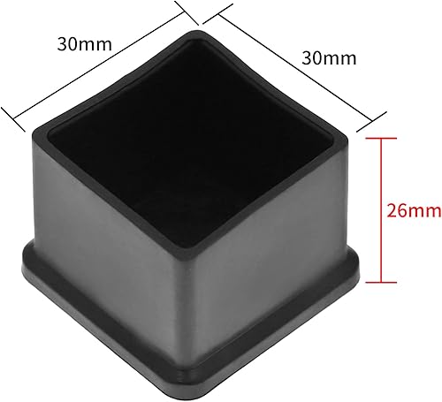 Miniatura 2 de 20 tapas cuadradas para patas de muebles de 1-316 x 1-316 pulgadas (1.181 x 1.181 in), tapas de goma antideslizantes para patas de silla,