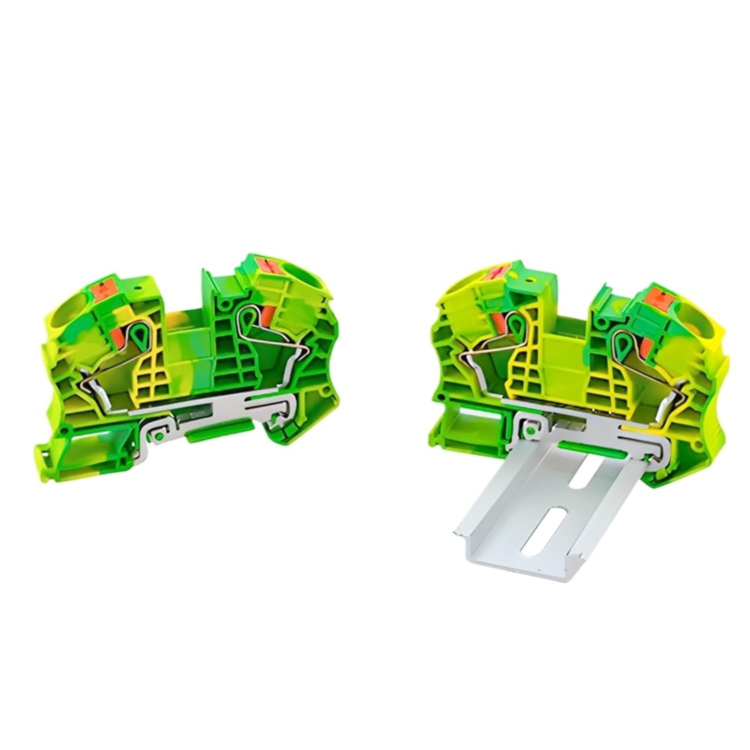 1 Pc PT-16-PE Din Rail Terminal Block Push in Spring Screwless Feed Through Grounding Terminak Block Wire Connector PT16-PE
