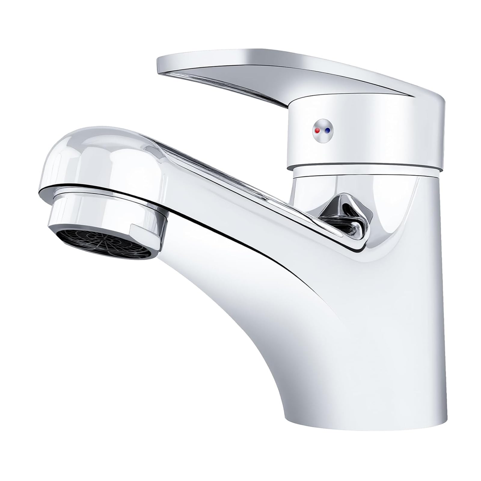 VOLTIX Rubinetto Bagno Lavabo Monocomando, Miscelatore Lavabo con Flessibili da 40cm, Rubinetto Bagno Cromato Facile da Installare, Design Moderno per Lavandini