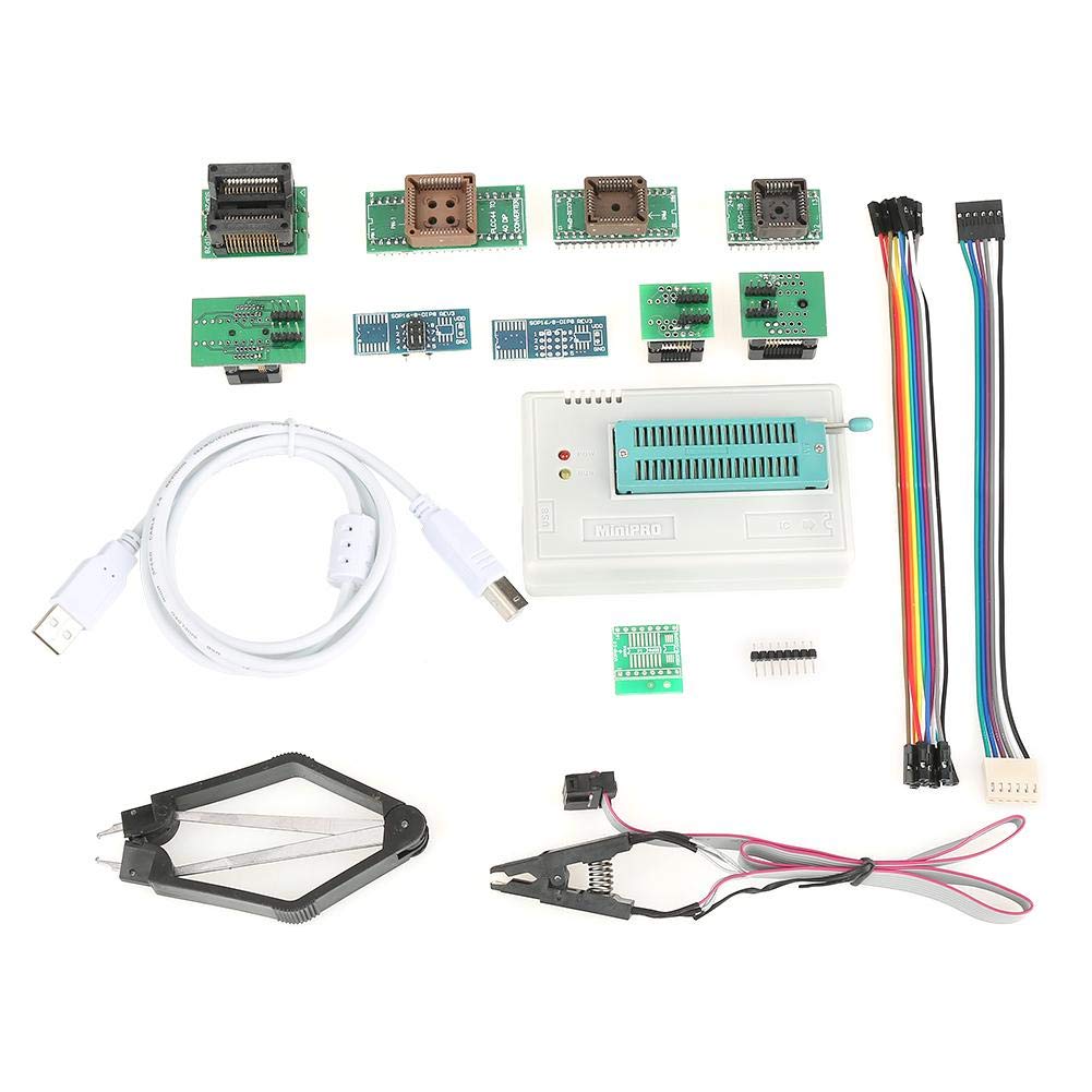 GOTOTOP Programmatore USB, programmatore universale USB per TL866II Plus EEPROM FLASH 8051 AVR MCU GAL PIC con 10 adattatore