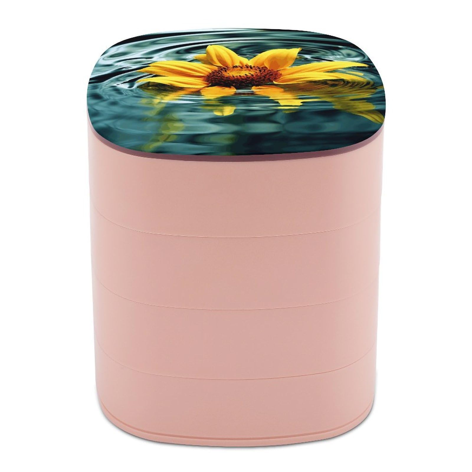 Boîte à bijoux de coiffeuse : coffret rotatif d'exception au motif tournesol