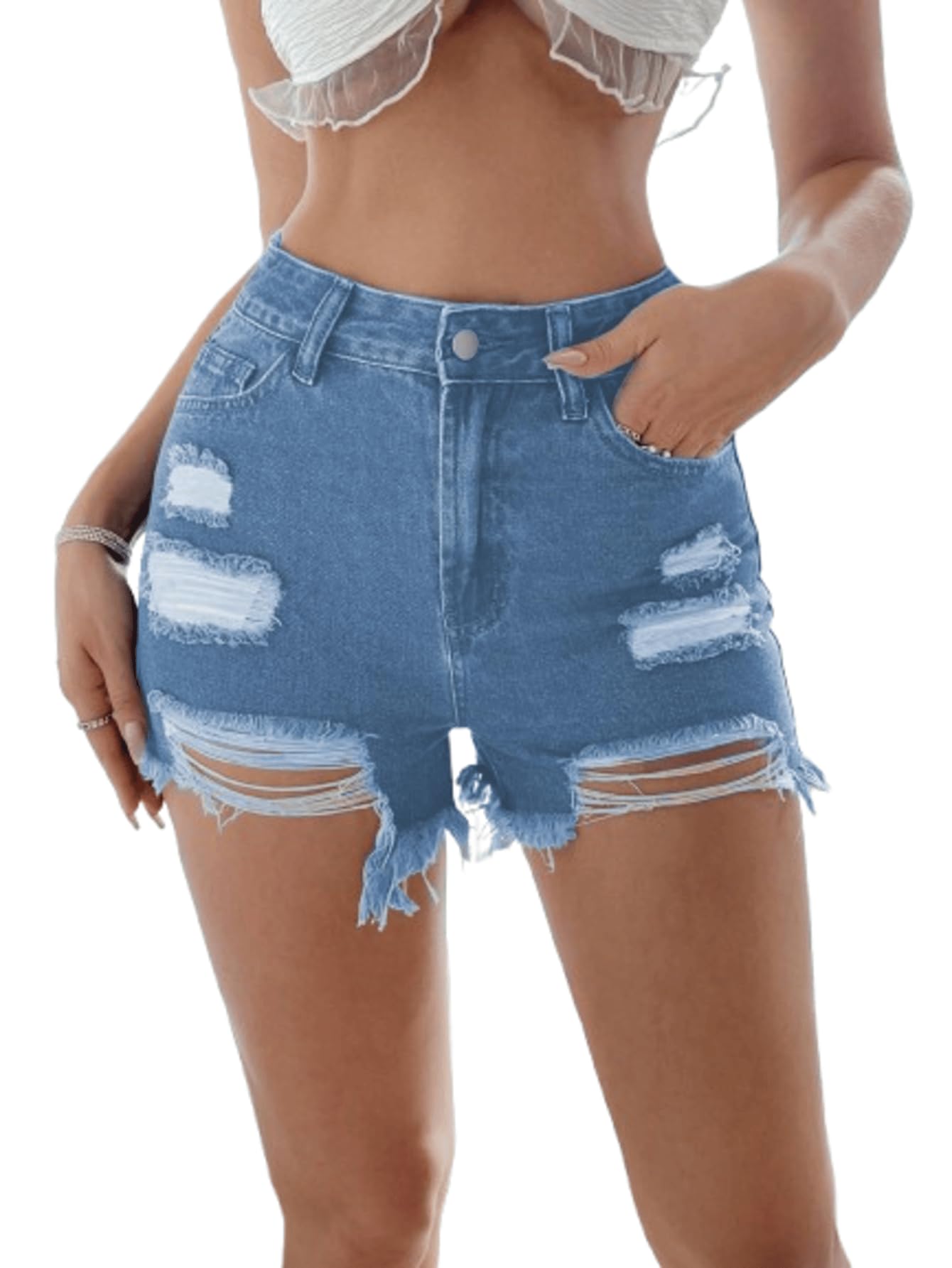 aahwan Solid Simple Daily Distressed Denim Shorts for Women's &Girl's-picture-46