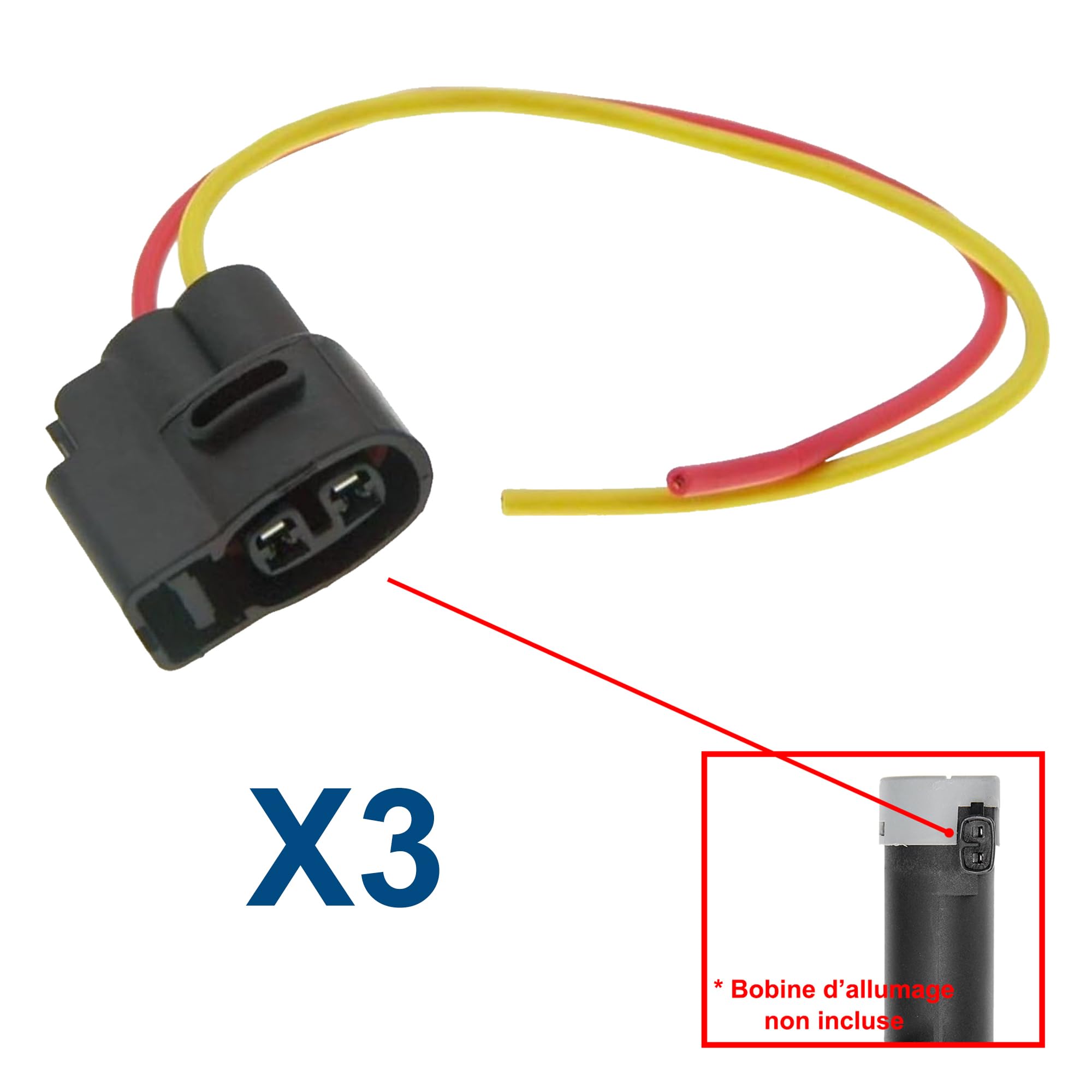 Partsline (Lot de 3) Connectique Bobine Allumage compatible avec Duster Sandero Kubistar Primastar Vivaro A Clio Espace Fluence Kangoo Laguna Modus Scénic Trafic II – 224333529R 8200154186