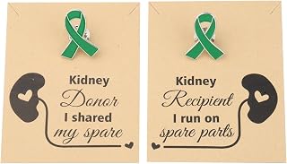 HOLLP Kidney Donor Jewelry Transplant Gift Green Ribbon Brooch Set Kidney Support Gift With Card