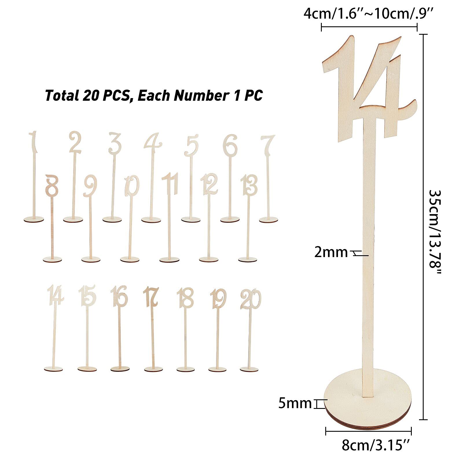 Amazon | SUPERDANT 座席札 座席番号 木製 テーブル番号 数字 1