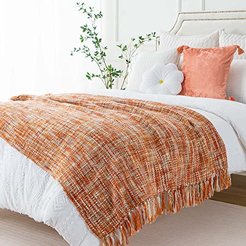 Battilo Home Rust Orange Throw Blanket For Couch, Decorative Fall Blankets And Throws, Bed Throws For Foot Of Bed, 50"X60" #TOP6