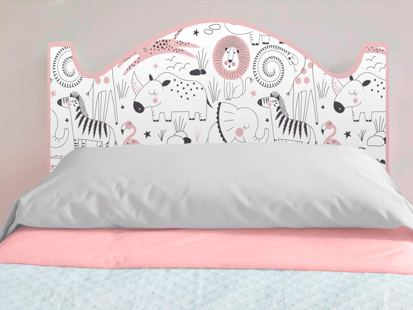 Cabecero Cama Infantil PVC Impresión Digital Animales Selva | 100 x 60 cm | Disponible en Varias Medidas | Cabecero Ligero, Elegante, Resistente y Económico