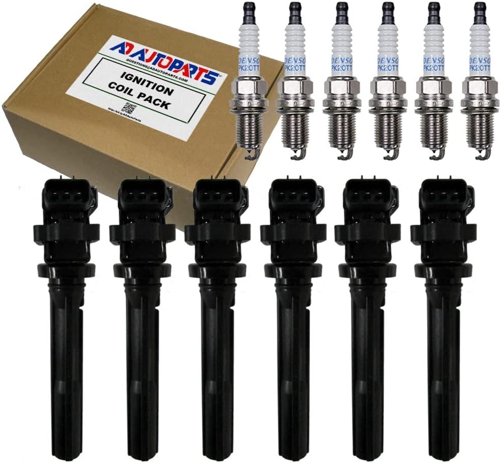 AD Auto Parts Ignition Coil Pack - 6 High Performance Ignition Coils UF237 + 6 Denso 4504 Platinum TT Spark Plug For 1999-2006 Suzuki & 1999-2000 Chevrolet Tracker
