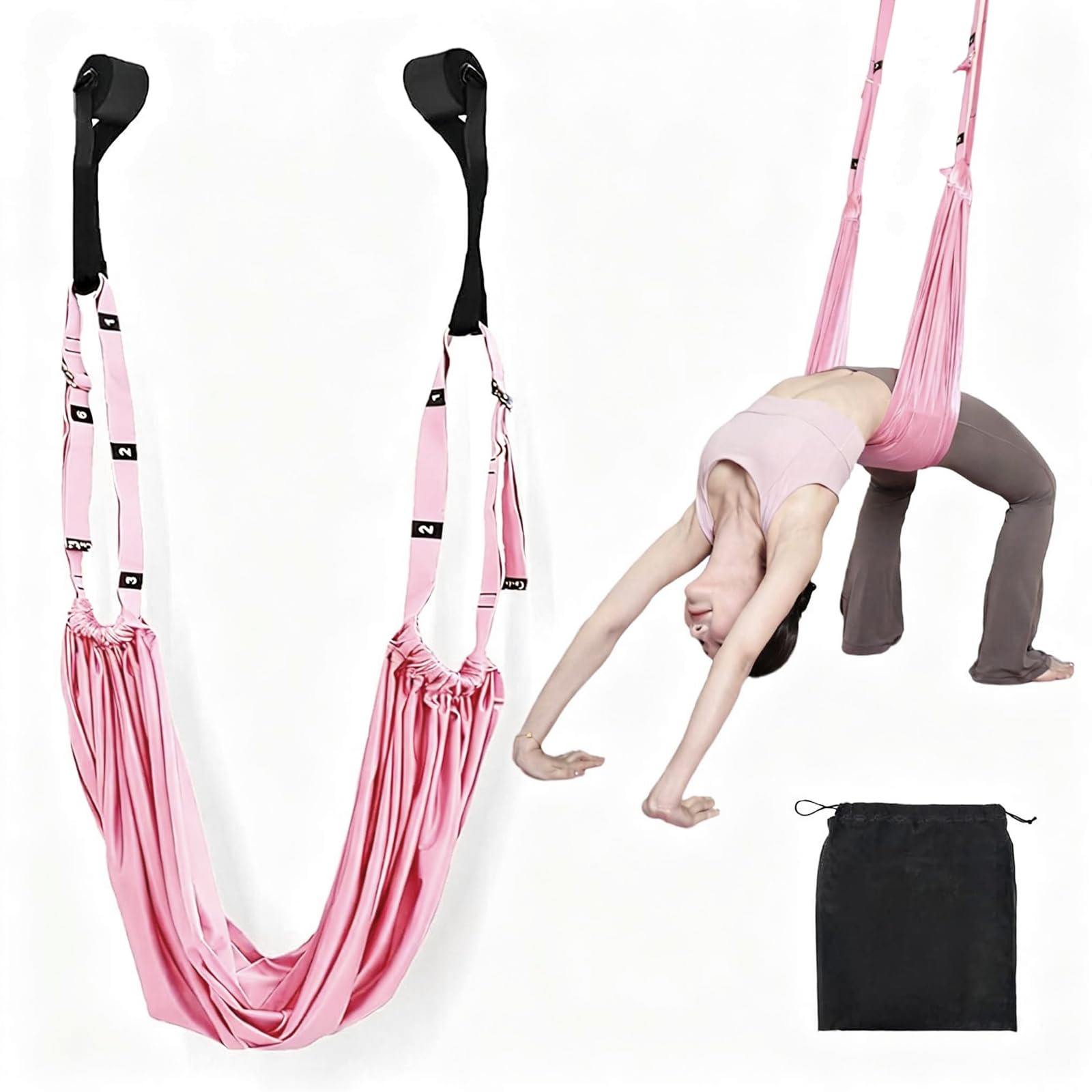 Yoga Dehnungsband, Verstellbarer Aerial Yogatuch Türrahmen, Yoga Tuch zum Aufhängen, Yogagurt Beinstretcher Stretching Band, für Ballett Pilates Gymnastik, Pilates, Fitn