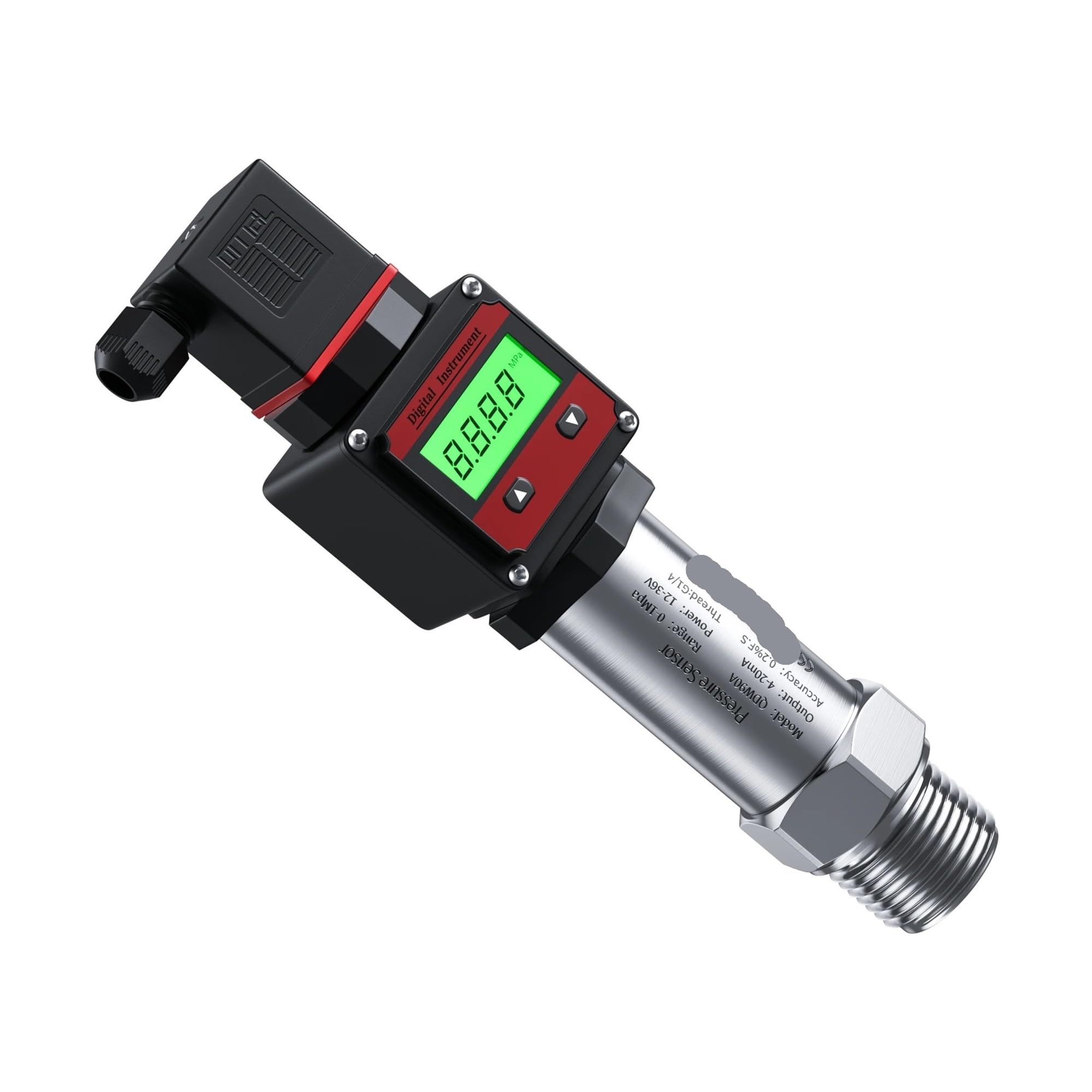 NVSFZGIYG Digital Pressure Transmitter RS485 0-10V 4-20mA with 0-4bar 0-100bar 0-300bar LCD Transducer M20*1.5 Sensor(Output Rs485,-0.1-0Mpa)