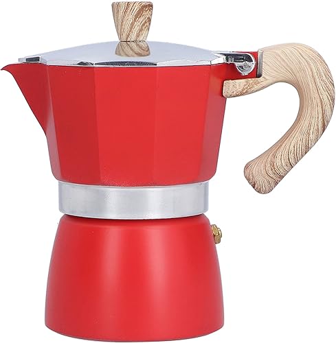 Cafetera de café expreso para estufa, colorida cafetera cubana de 4 tazas Moka Pot Classic Italian Espresso Pot para capuchino (rojo)