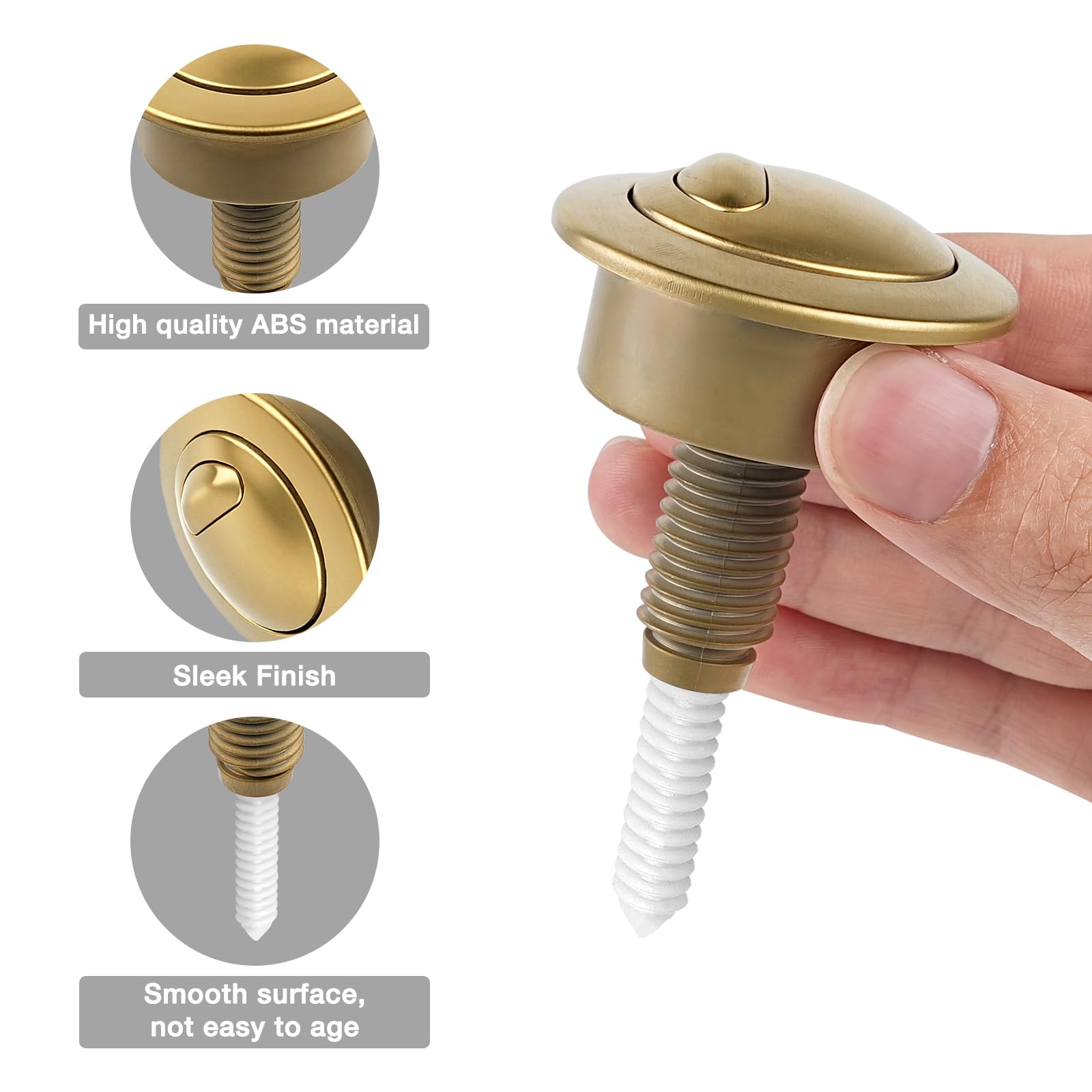 Dual Flush Toilet Cistern Push Button for Twyford for Optima 49 Model 34494907, Fit for Standard Cistern Holes 39-42mm(Gold) - Image 3