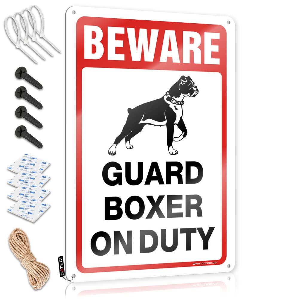 Vpguqarfr Colour Quality Plaque, Painting Letters Beware! Guard Boxer On Duty | Farmhouse Bars Decor(30X40cm)