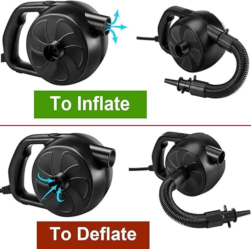 Miniatura 2 de Bomba de aire eléctrica de alta potencia, bomba de aire infladora y válvula deflatora con 5 boquillas para colchón de aire, anillos de natación,
