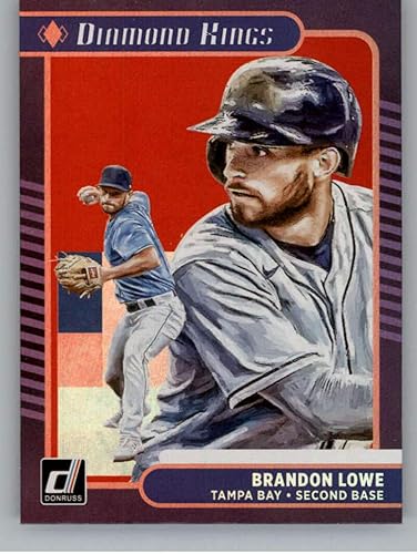 2021 Donruss Holo Red #1 Brandon Lowe Tampa Bay Rays Diamond Kings MLB PA Trading Card From Panini in Raw (NM or Better) Condition