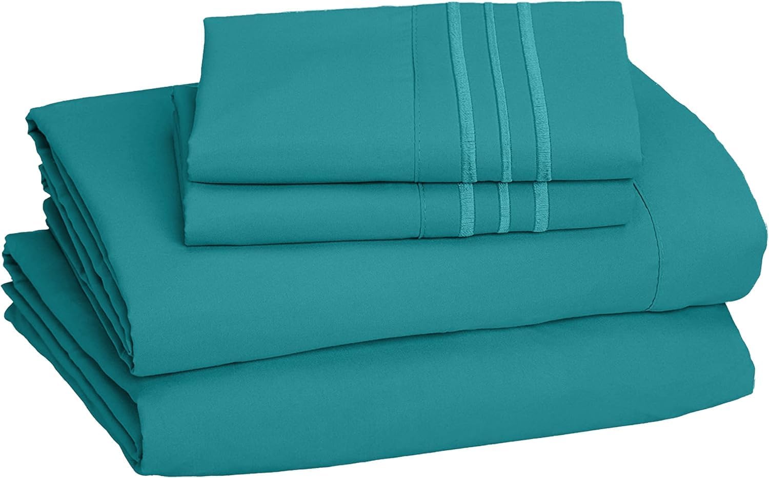 CELINE LINEN Premium 1800 Hotel Quality Wrinkle-Resistant 4-Piece Microfiber Sheet Set - Luxury Ultra Soft and Breathable Bedding 16 Inch Deep Pocket 4PC Sheet Set, California King, Turquoise